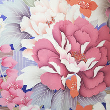 Load image into Gallery viewer, Kimono Blue Pale Pink Sakura Branch Hand painted Silk #9660J2