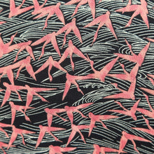 Load image into Gallery viewer, Haori Jacket Vintage(1950-1980) Black Reddish Pink Crane Birds Silk #10948F2