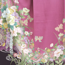 Load image into Gallery viewer, Furisode Magenta Peony Bird Silk #9681J3
