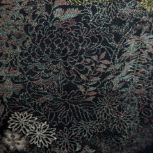 Load image into Gallery viewer, Haori Jacket Vintage(1950-1980) Black Silver Gold Chrysanthemum Silk #10010C3