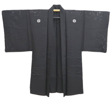 Load image into Gallery viewer, Men's Haori Vintage(1950-1980) Black See-Through Montsuki Silk #10433A3