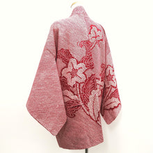 Load image into Gallery viewer, Haori Jacket Vintage(1950-1980) Red Full Shibori Flower Silk #10237E2