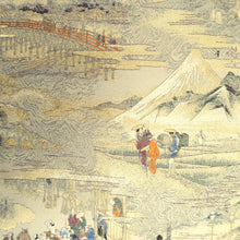 Load image into Gallery viewer, Fukuro Obi Beige Gold Edo Tokaido Silk BB315V8