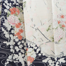 Load image into Gallery viewer, Furisode Dark Blue White Plum blossom Branch Tall Silk #10327F1
