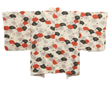 Load image into Gallery viewer, Haori Jacket Vintage(1950-1980) White Black Red Chrysanthemum Silk #10588C1