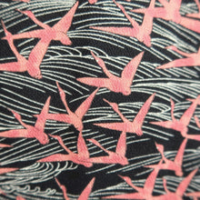 Load image into Gallery viewer, Haori Jacket Vintage(1950-1980) Black Reddish Pink Crane Birds Silk #10948F2