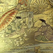 Load image into Gallery viewer, Fukuro Obi Gold Samurai Heian Period Aristocrats Silk BB346W1