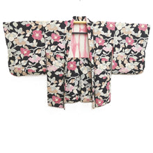 Load image into Gallery viewer, Haori Jacket Vintage(1950-1980) Black Camellia Branch Silk #10688D1