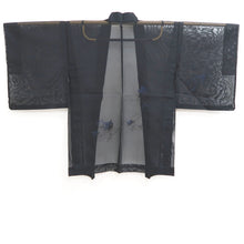 Load image into Gallery viewer, Haori Jacket Vintage(1950-1980) Black Blue Sheer Embroidery Botanical Silk #10979F3