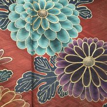 Load image into Gallery viewer, Furisode Reddish Brown Gray Gold Chrysanthemum Silk #9711J5