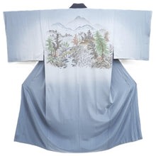 Load image into Gallery viewer, Men's Juban Blueish Gray Landscape Silk #10667C5