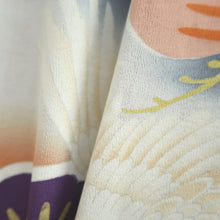 Load image into Gallery viewer, Furisode Vintage(1920-1950) Black Crane Birds Silk #11108Z1