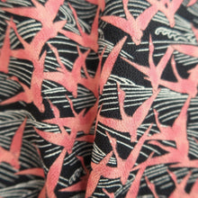 Load image into Gallery viewer, Haori Jacket Vintage(1950-1980) Black Reddish Pink Crane Birds Silk #10948F2