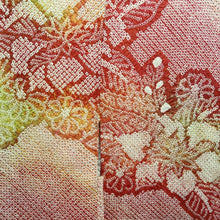 Load image into Gallery viewer, Haori Jacket Red Yellow Full Shibori Flower Silk #10839E2