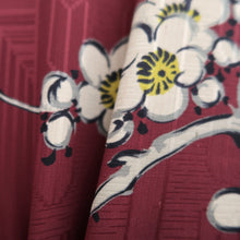 Load image into Gallery viewer, Haori Jacket Vintage(1950-1980) Wine red Plum blossom Silk #10677D1