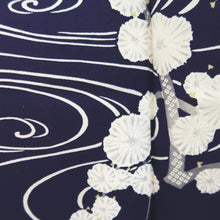 Load image into Gallery viewer, Furisode Dark Blue White Plum blossom Branch Tall Silk #10327F1