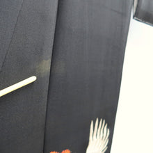 Load image into Gallery viewer, Tomesode Vintage(1920-1950) Black Crane Birds Hand painted Silk #10497B1