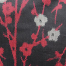 Load image into Gallery viewer, Kimono Vintage(1920-1950) Black Red Meisen Plum blossom Branch Silk #10771D4