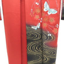 Load image into Gallery viewer, Furisode Red Butterfly Cherry Blossom Silk #10307E5