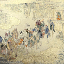 Load image into Gallery viewer, Fukuro Obi Beige Gold Edo Tokaido Silk BB315V8