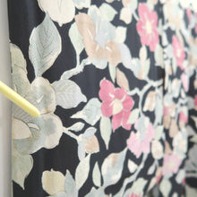 Load image into Gallery viewer, Haori Jacket Vintage(1950-1980) Black Camellia Branch Silk #10688D1