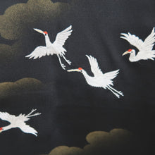 Load image into Gallery viewer, Haori Jacket Black Embroidery Crane Birds Silk #11079A5