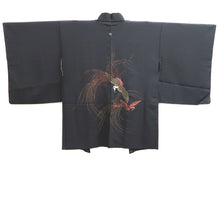 Load image into Gallery viewer, Haori Jacket Black Gold Red Bird Silk #10998F4