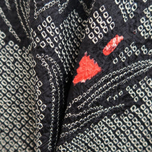 Load image into Gallery viewer, Haori Jacket Vintage(1950-1980) Black Shibori Peony Silk #9902B4