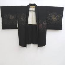 Load image into Gallery viewer, Haori Jacket Vintage(1950-1980) Black Silver Gold Karakusa Silk #10011C3