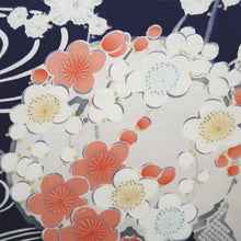 Load image into Gallery viewer, Furisode Dark Blue White Plum blossom Branch Tall Silk #10327F1
