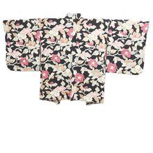 Load image into Gallery viewer, Haori Jacket Vintage(1950-1980) Black Camellia Branch Silk #10688D1