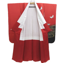 Load image into Gallery viewer, Furisode Red Butterfly Cherry Blossom Silk #10307E5