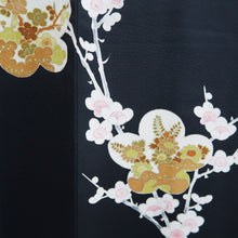 Load image into Gallery viewer, Haori Jacket Vintage(1950-1980) Black Plum blossom Branch Silk #10162D4
