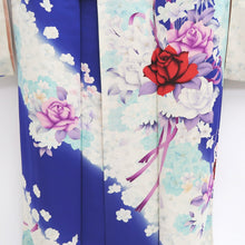 Load image into Gallery viewer, Furisode Vintage(1950-1980) Blue Rose Tall Silk #9609H4