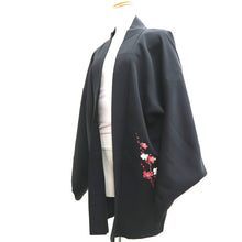 Load image into Gallery viewer, Haori Jacket Vintage(1950-1980) Black Plum blossom Branch Silk #9734A2