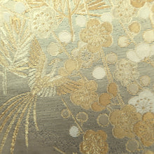 Load image into Gallery viewer, Fukuro Obi Gold Silver Bird Plum blossom Pine Tree Silk BB308V8