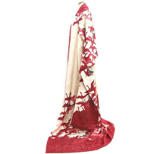 Load image into Gallery viewer, Furisode White Red Crane Birds Silk #10318F1