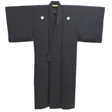 Load image into Gallery viewer, Men's Kimono Vintage(1950-1980) Black Montsuki Silk #10471A5
