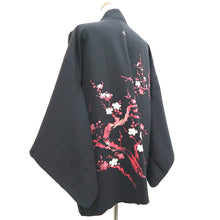 Load image into Gallery viewer, Haori Jacket Vintage(1950-1980) Black Plum blossom Branch Silk #9734A2