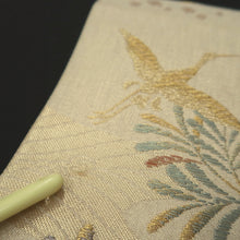 Load image into Gallery viewer, Fukuro Obi Gold Crane Birds Silk BB339V9