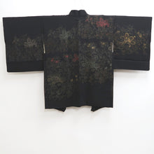 Load image into Gallery viewer, Haori Jacket Vintage(1950-1980) Black Silver Gold Karakusa Silk #10011C3