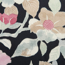 Load image into Gallery viewer, Haori Jacket Vintage(1950-1980) Black Camellia Branch Silk #10688D1