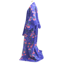 Load image into Gallery viewer, Yukata Blueish Purple Flower Cotton #10763D4