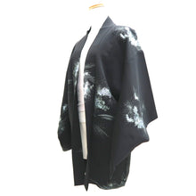 Load image into Gallery viewer, Haori Jacket Vintage(1950-1980) Black Silver Curling Wave Silk #9760A3