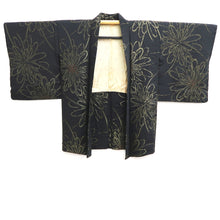 Load image into Gallery viewer, Haori Jacket Vintage(1950-1980) Black Gold Floral pattern Silk #10989F4