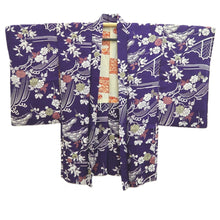 Load image into Gallery viewer, Haori Jacket Vintage(1920-1950) Blueish Purple Floral pattern Silk #11048A3