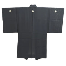 Load image into Gallery viewer, Men's Haori Vintage(1950-1980) Black See-Through Montsuki Silk #10434A3