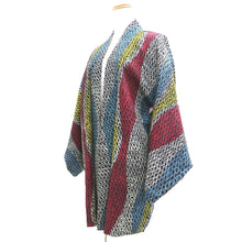 Load image into Gallery viewer, Haori Jacket Vintage(1920-1950) Black Red Blueish Shibori Tatewaku Silk #11039A3