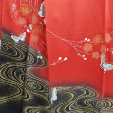 Load image into Gallery viewer, Furisode Red Butterfly Cherry Blossom Silk #10307E5