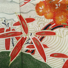 Load image into Gallery viewer, Tomesode Vintage(1920-1950) Black Crane Birds Hand painted Silk #10497B1